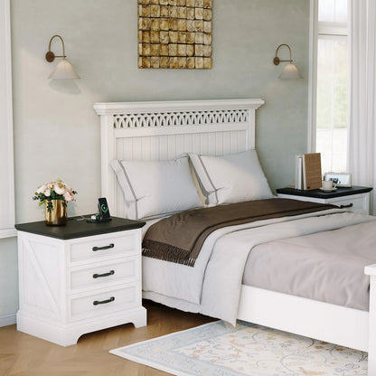 Rustic Farmhouse Nightstand with Charging Station