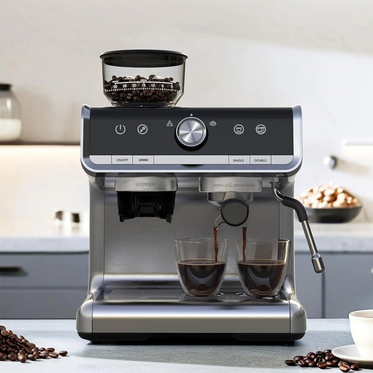 Semi Automatic Espresso Coffee Machine with Grinder
