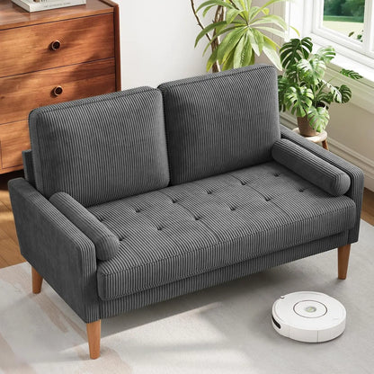 Solid Wood Legs Mid Century Modern Loveseat