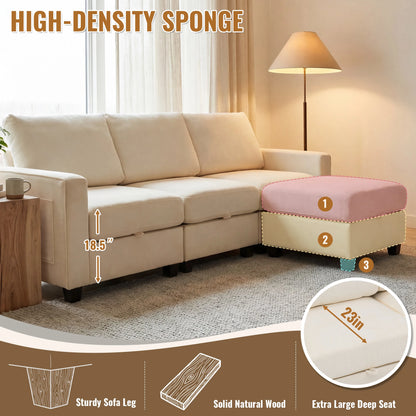 Sectional Sofa Set with 2 Ottomans