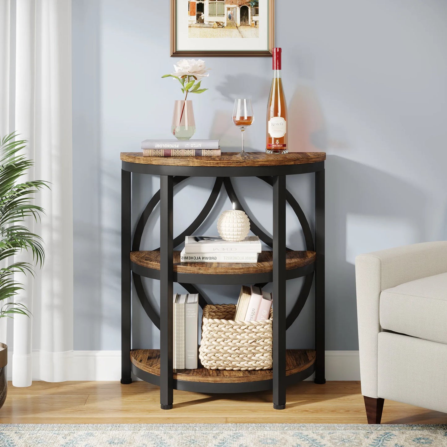 Half Round End Table for Living Room