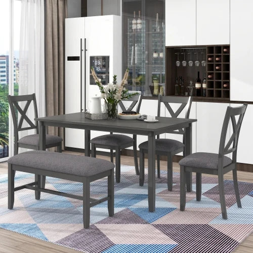 6-Piece Kitchen Dining Table with 4 Chairs