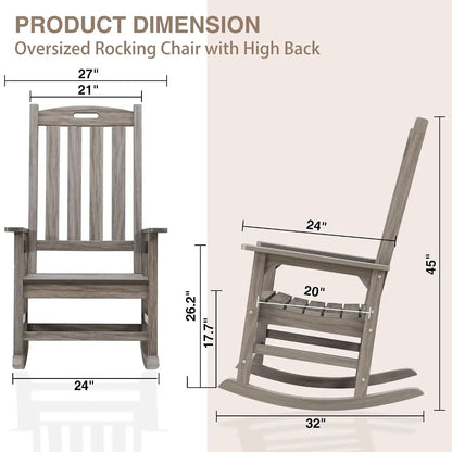 HDPE Weather Resistant Oversized Outdoor Rocking Chair