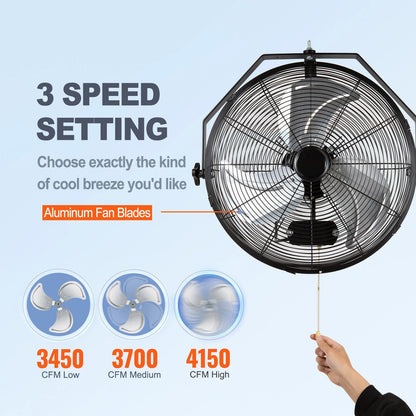 Wall mount high velocity oscillating fan