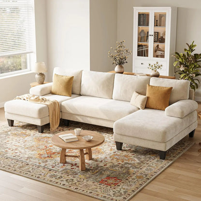 Chenille Sofa with Double Chaise/U-shaped