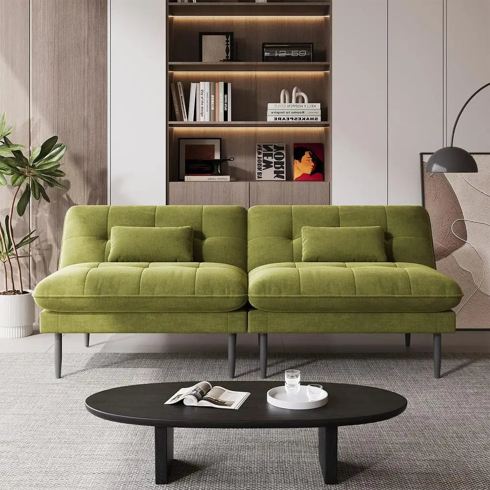 Velvet Sleeper Sofa with Adjustable Backrest