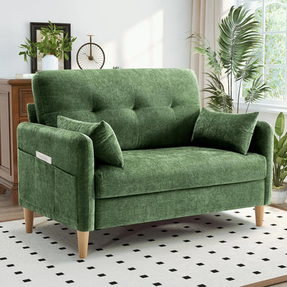 Chenille Loveseat w/ Throw Pillow & Removable Cover