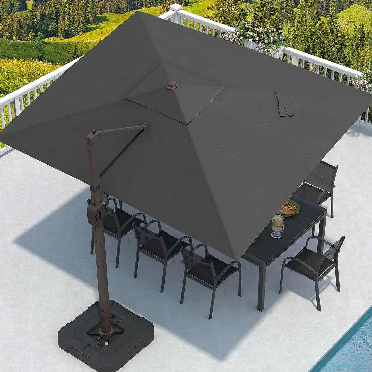 9' X 12' Cantilever Umbrella with Base