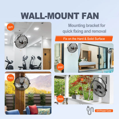 Wall mount high velocity oscillating fan