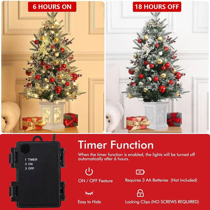 3FT Flocked Christmas Tree with LED Lights