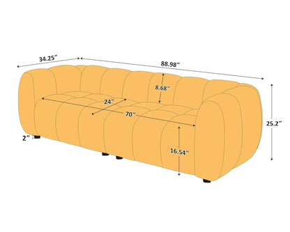 Oversized Tufted Boucle Fabric Deep Seat Sofa