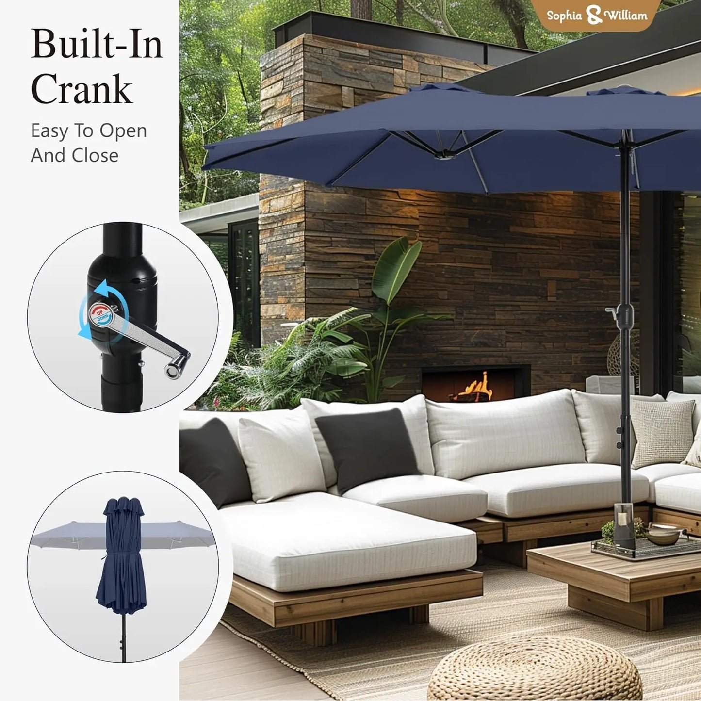 Outdoor Table and 6 Chairs with Umbrella