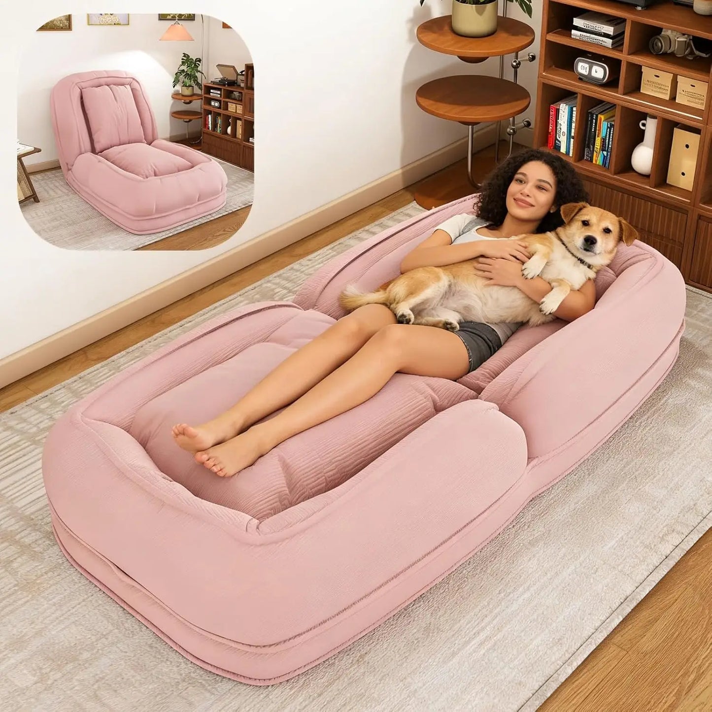 Foldable 5 Positions Adjustable Backrest Sofa Bed