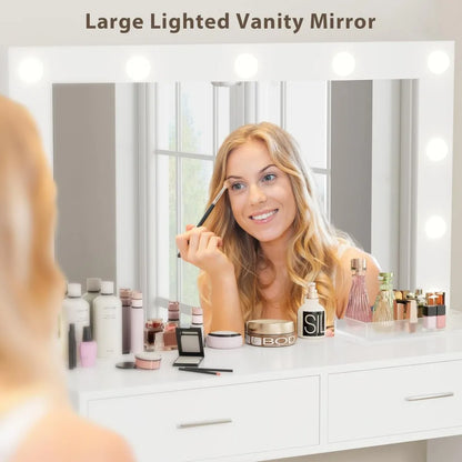 Vanity Desk Set With Large Lighted Mirror
