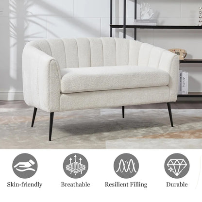 Modern Chenille Small Loveseat Metal Legs