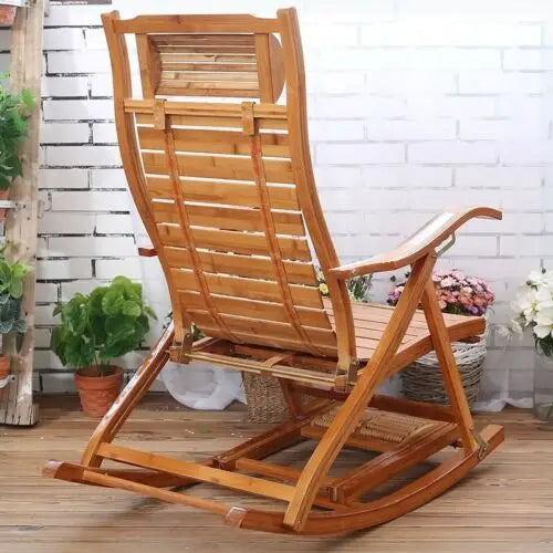 Bamboo Folding Rocking Chair Sun Lounger