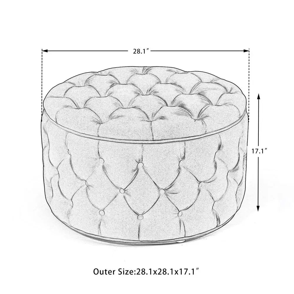 Button Tufted Round Storage Ottoman