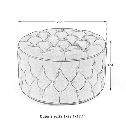 Button Tufted Round Storage Ottoman