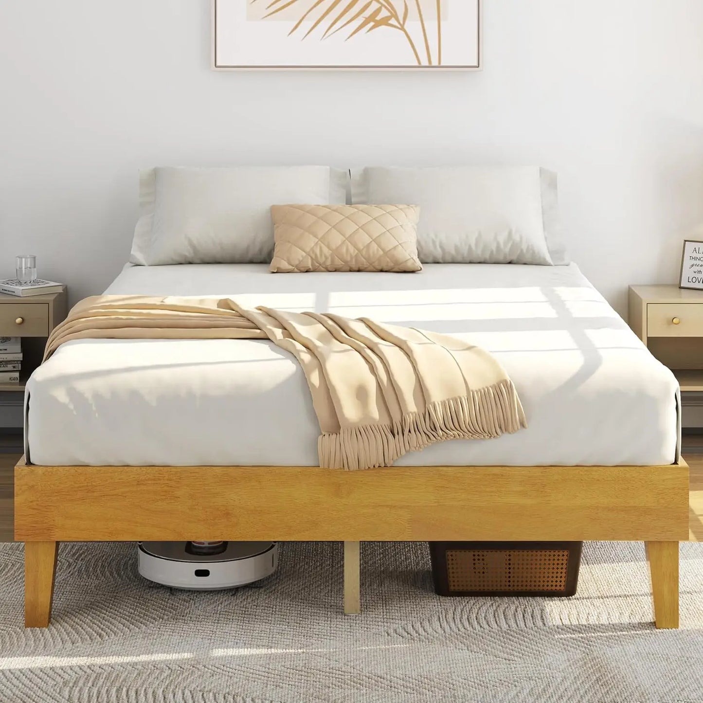 Natural Solid Wood Platform Bed