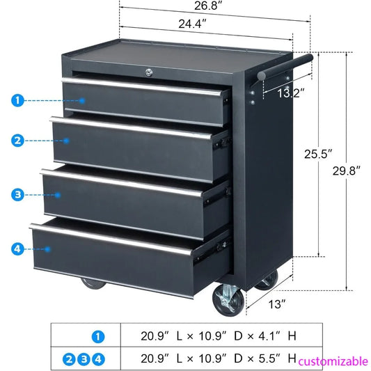 4-Drawer Tool Chest with Wheels