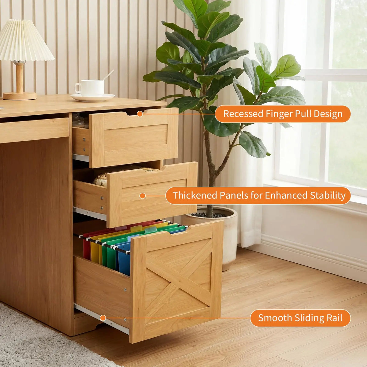 Farmhouse Office Desk With 4 Drawers