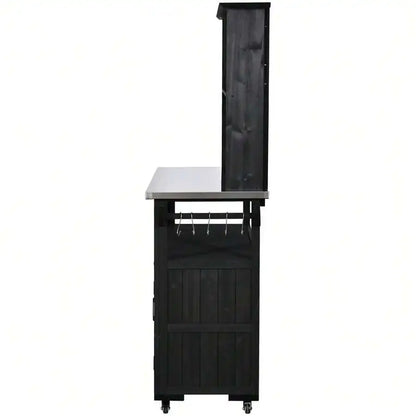 Outdoor Potting Bench With Stainless Steel Top