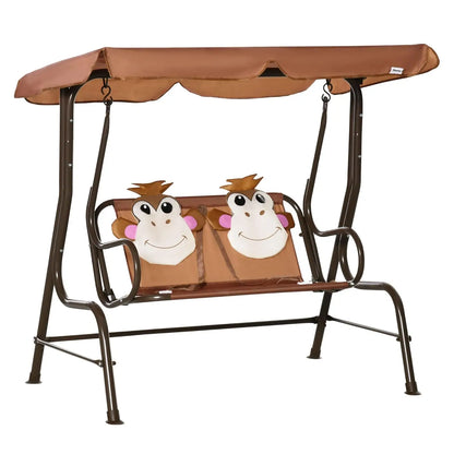Kids  2-Seater Outdoor Patio Swing with adjustable canopy
