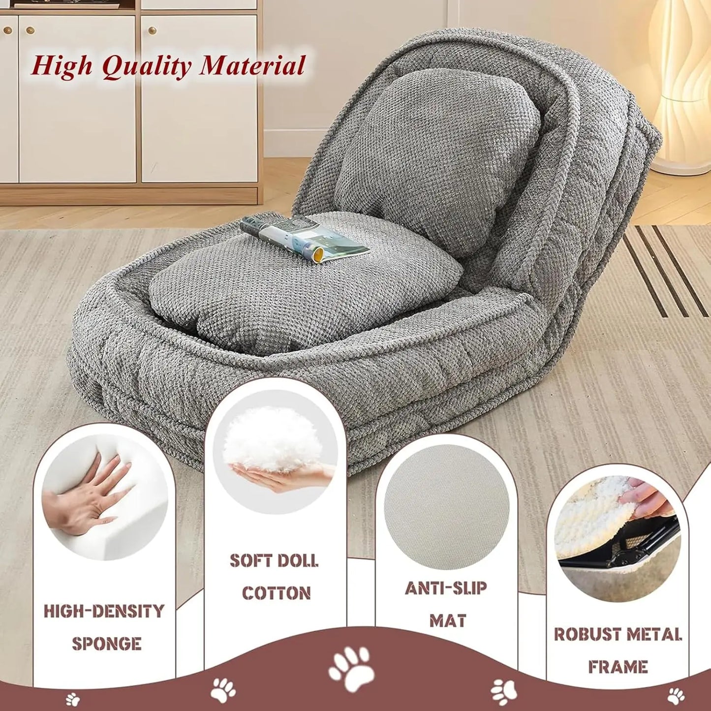 Foldable 5 Positions Adjustable Backrest Sofa Bed
