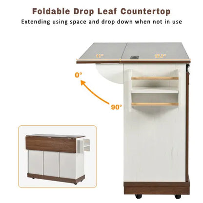 Farmhouse Kitchen Island with Drop Leaf Table