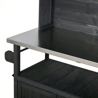 Outdoor Potting Bench With Stainless Steel Top