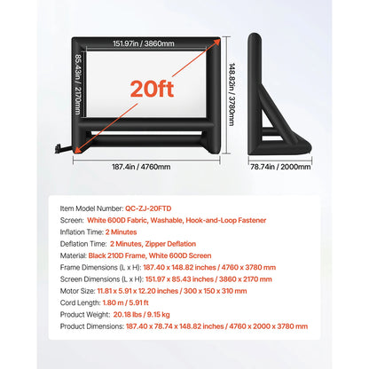 Inflatable Projector Screen with 120W Air Blower