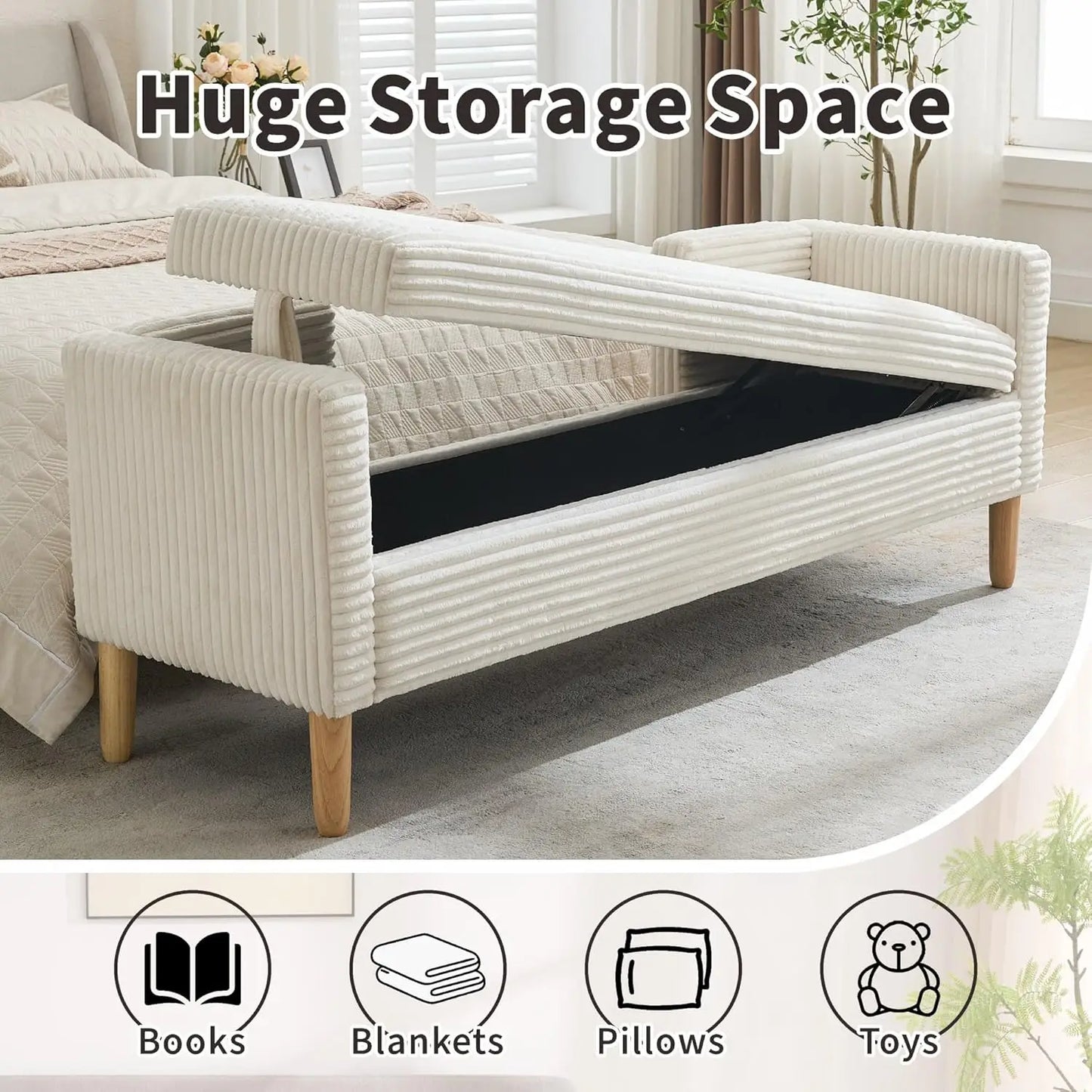 Ottoman with Storage Bench for  End of Bed