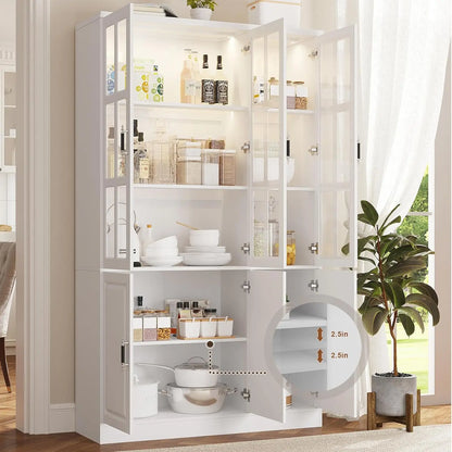 Kitchen Storage Cabinet with LED Lights