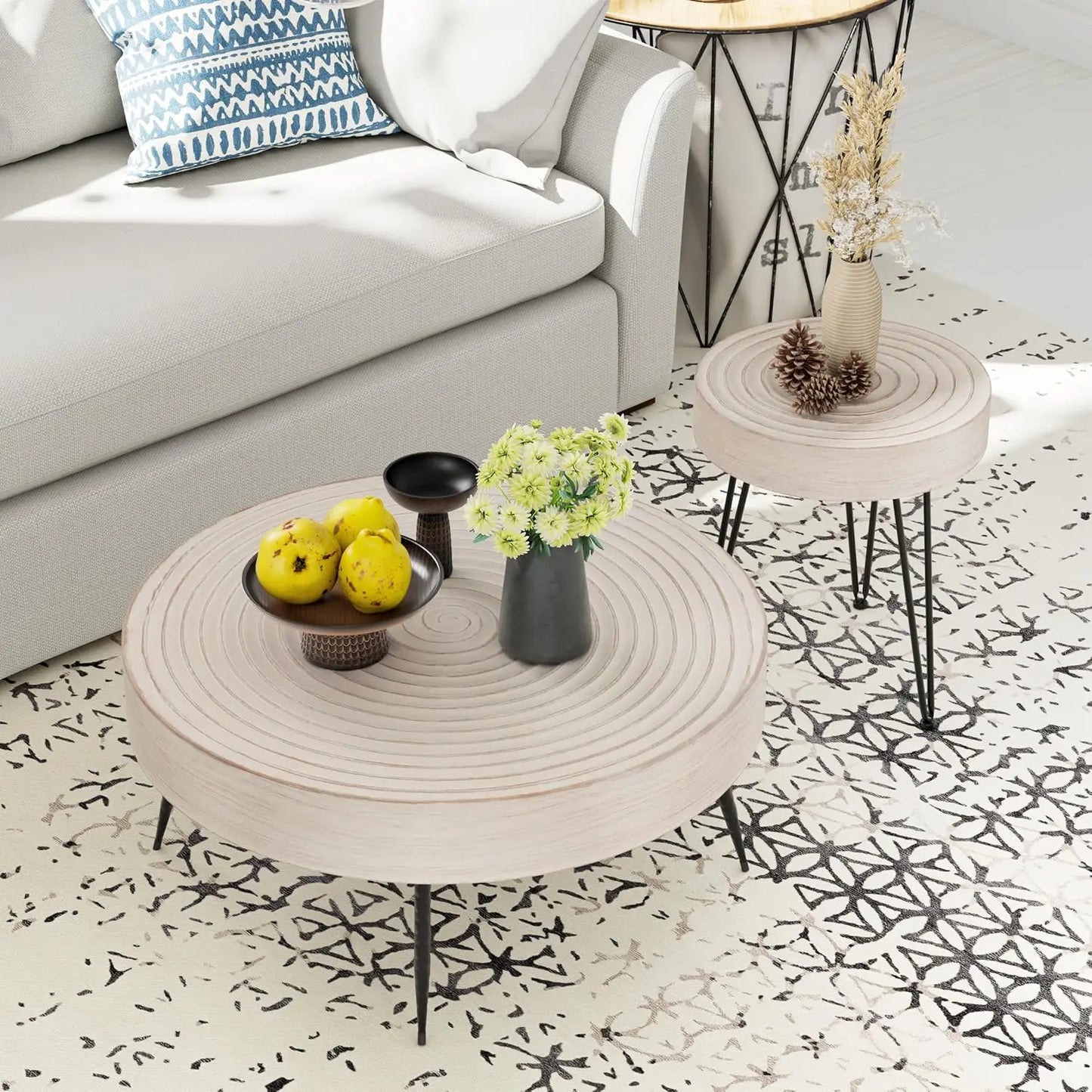 2-Piece Round Nesting Coffee Table Set