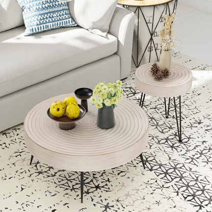 2-Piece Round Nesting Coffee Table Set