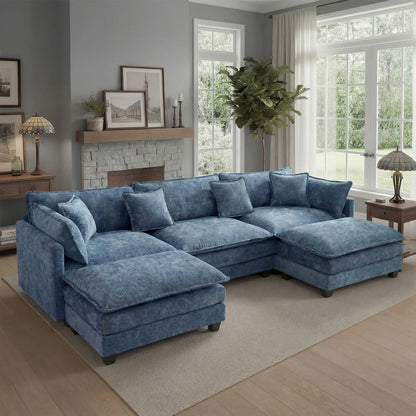 Modular Sectional Deep Seat  Sofa with Ottoman