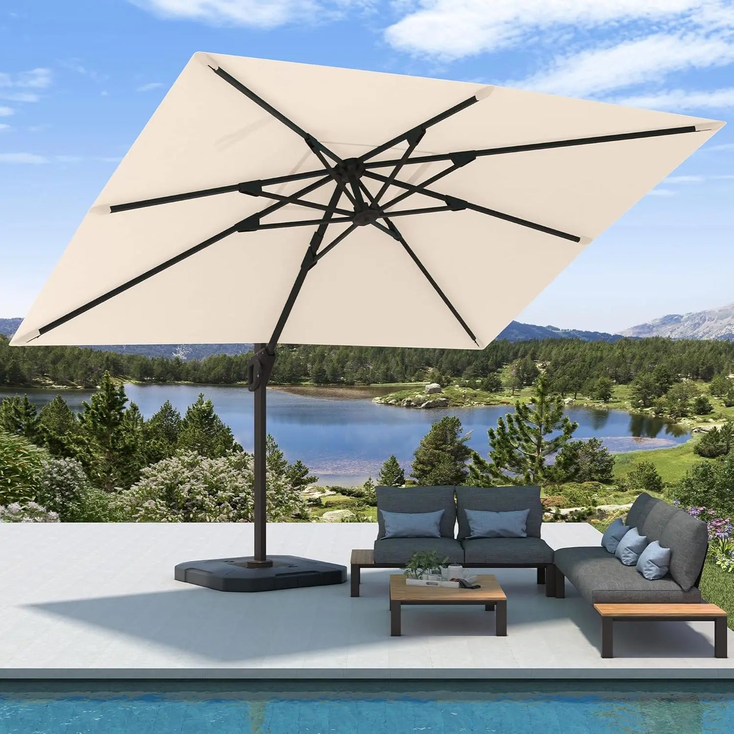 9' X 12' Cantilever Umbrella with Base