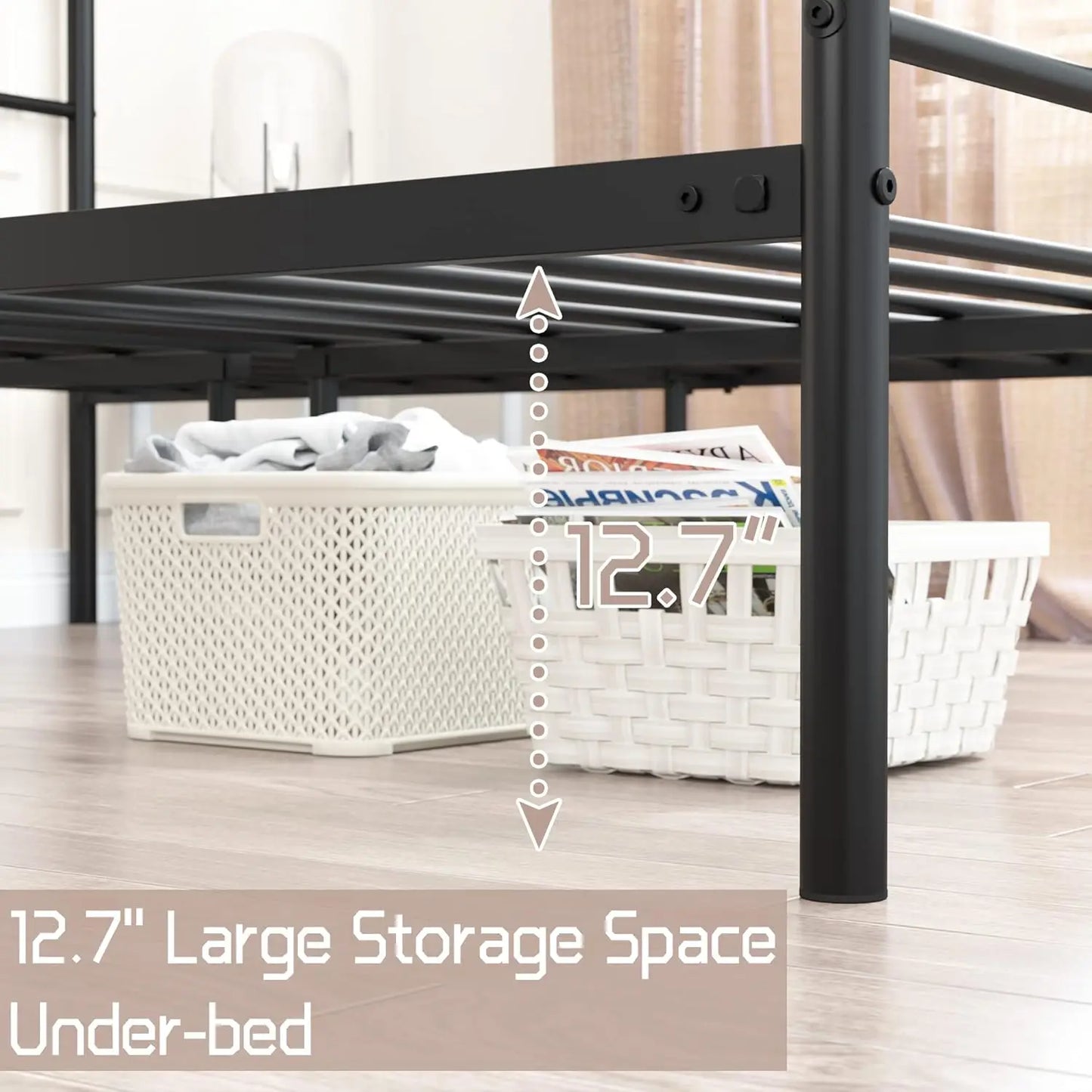 Full Size Bed Metal Platform Frame with Headboard