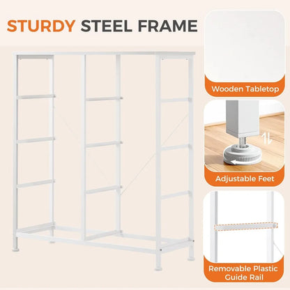 8-Drawer Steel Frame Pink Fabric Dresser