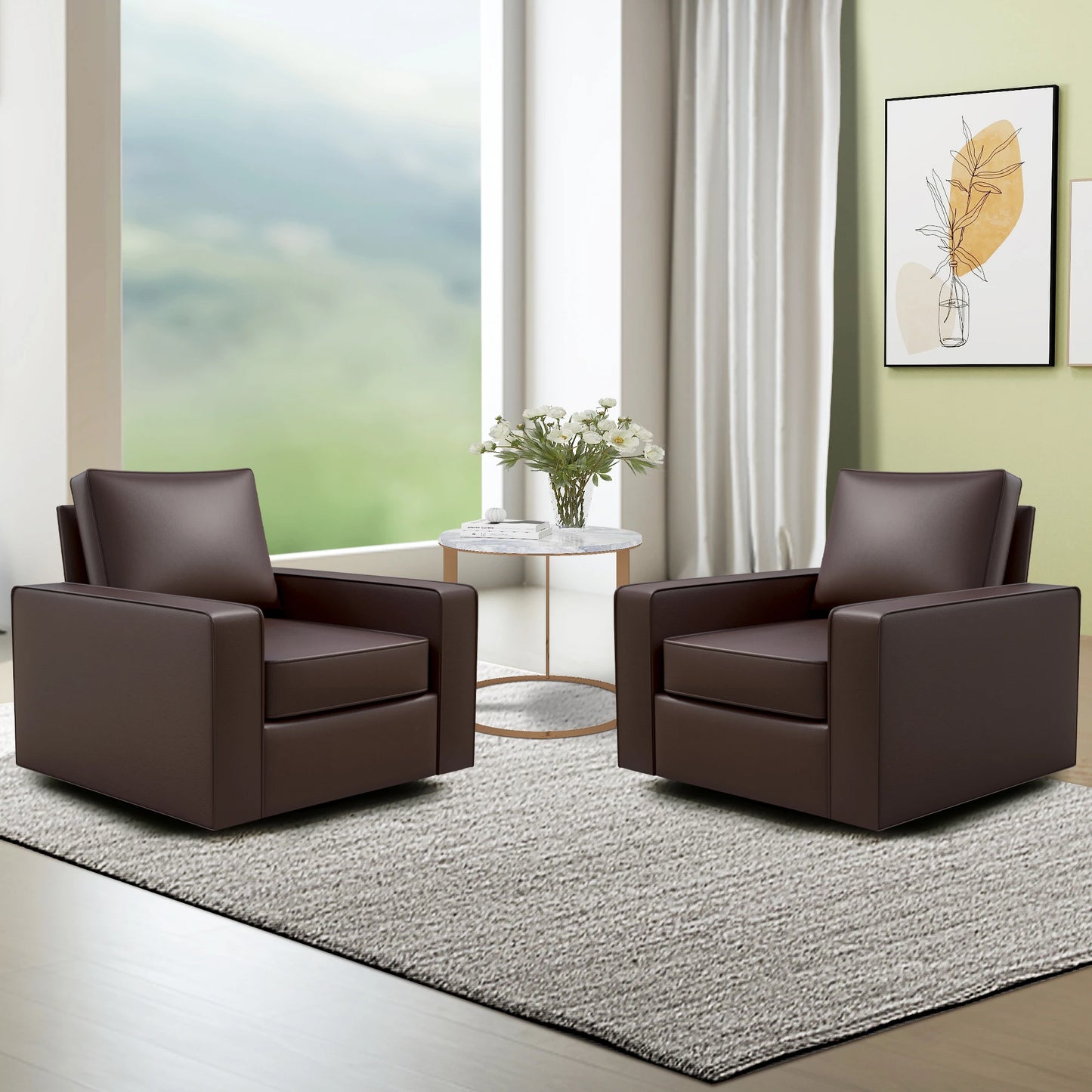 360° Swivel Accent Chair with Deep Seat