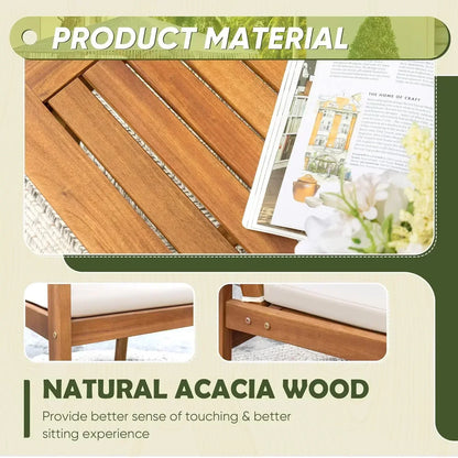 4 Piece Outdoor Acacia Wood Sofa Set