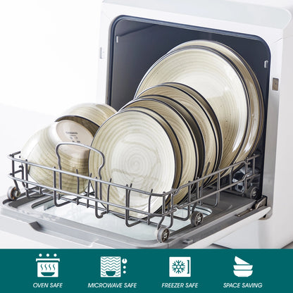 24/48 Piece Beige Ceramic Dinnerware Set