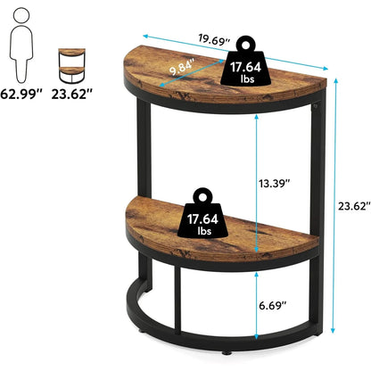 2-Tier Semi Circle  Wood End Table