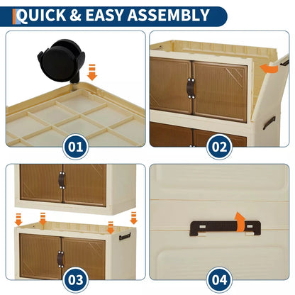 3/4/5-Tier Foldable Cabinet with Lids & Wheels