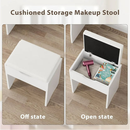 Vanity Desk Set With Large Lighted Mirror