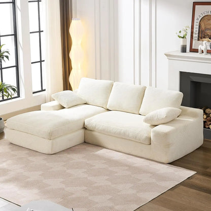 Modular Sectional Corduroy L-Shaped Sofa with Chaise