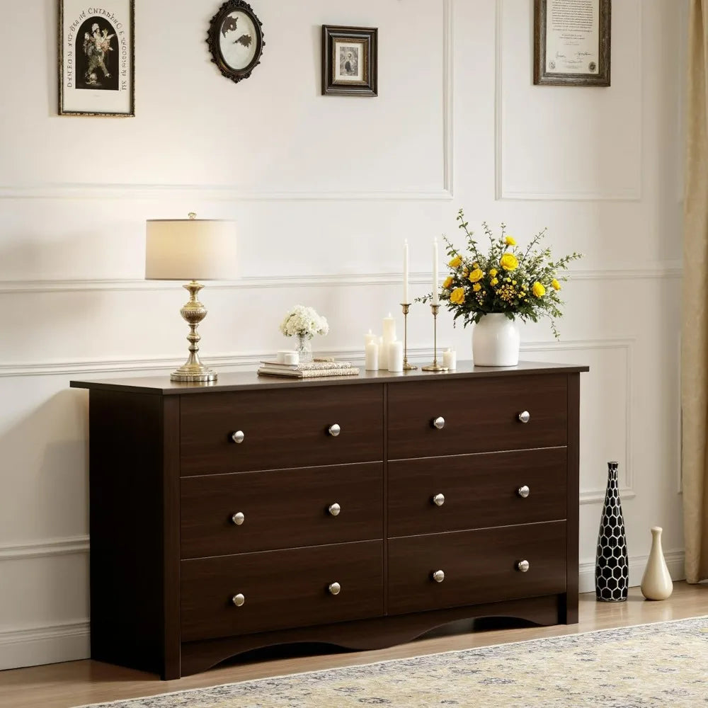 6  Drawers Wood Dresser for Bedroom
