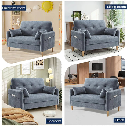 Chenille Loveseat w/ Throw Pillow & Removable Cover