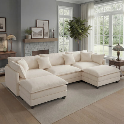 Modular Sectional Deep Seat  Sofa with Ottoman