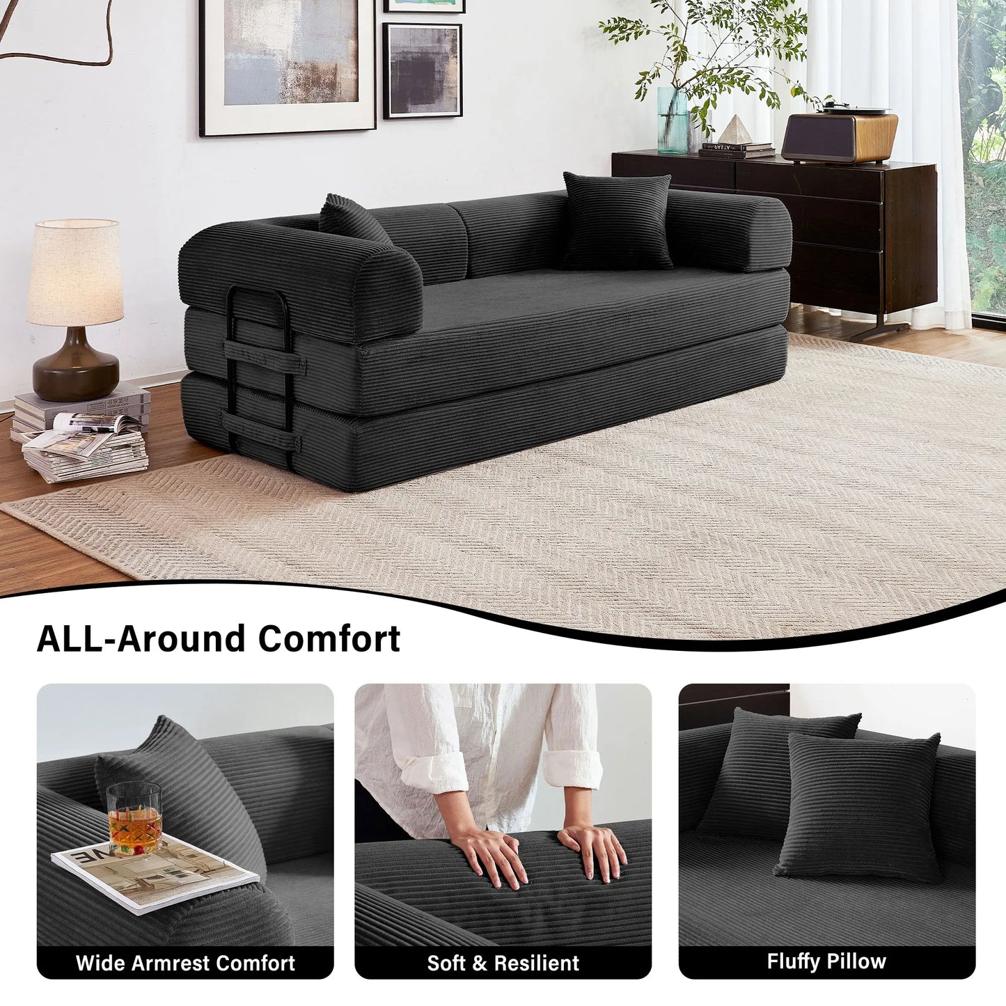 Boneless Convertible Futon Sleeper Sofa
